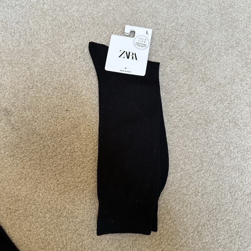 Zara Socks Men’s L Black Long Dress Work Sock